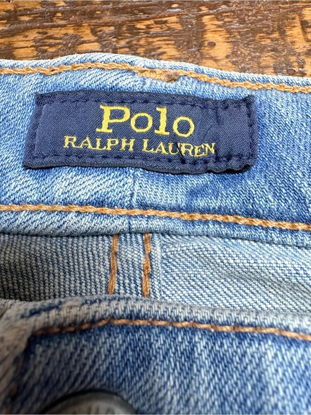 Polo Ralph Lauren Light Wash Patchwork Detail Fray Hem Flare Jeans Size 16 Kids